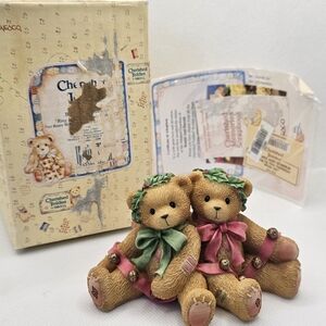 New CHERISHED TEDDIES bear Bonnie Harold FIGURINE NIB New Year Christmas holiday